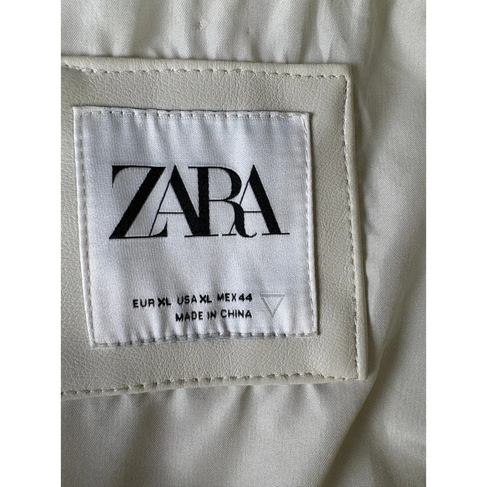 Zara DNWR Mens XL Faux Leather Jacket Cream New Same Nice Mood Only Patch